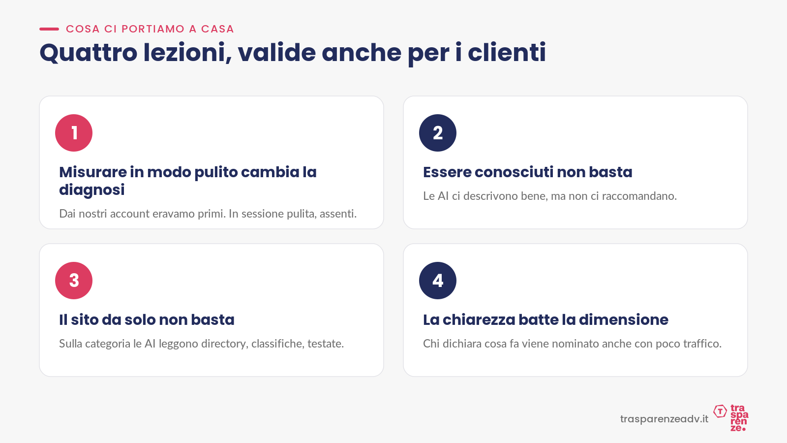 Cosa ci portiamo a casa: quattro lezioni