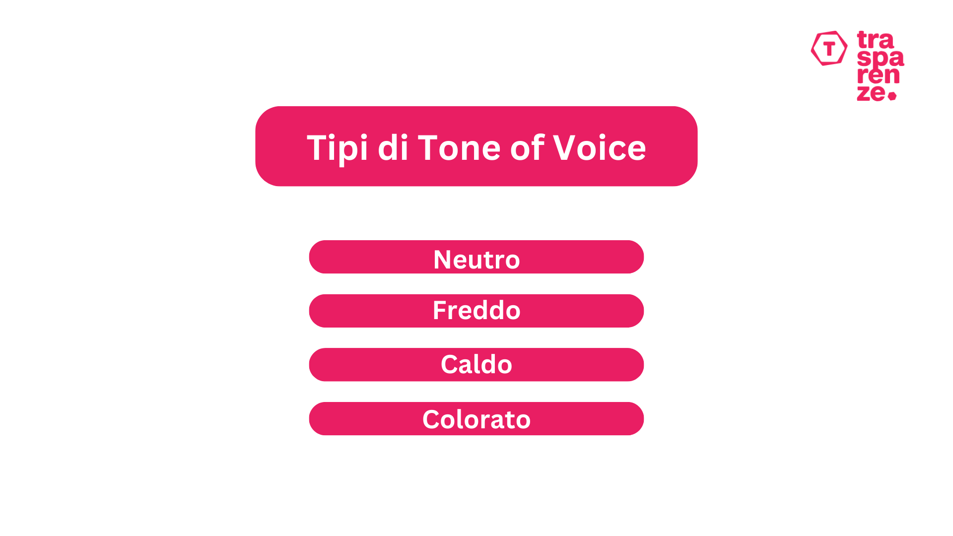 Tipologie di tone of voice: neutro, freddo, caldo, colorato