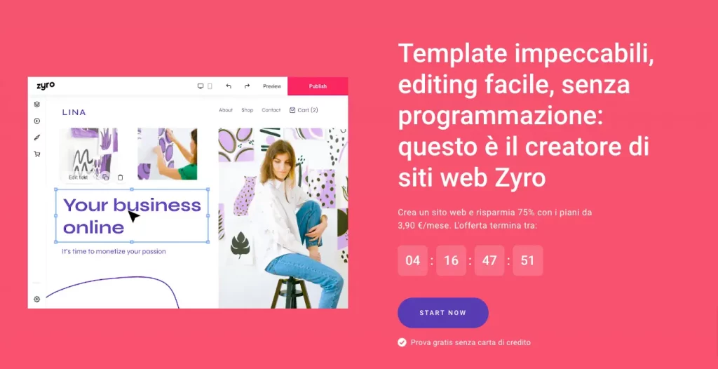 piattaforma siti ecommerce Zyro