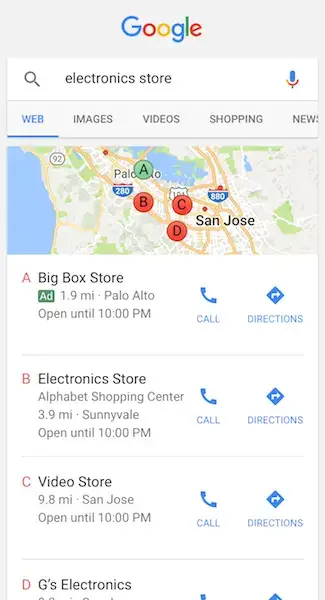 Google Ads local in per google maps locale