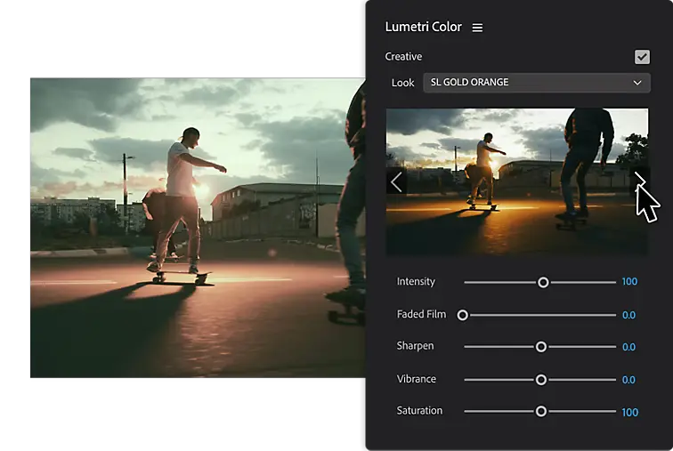 Color correction di Adobe Firefly per modificare l'ambientazione e lo stile di video e immagini