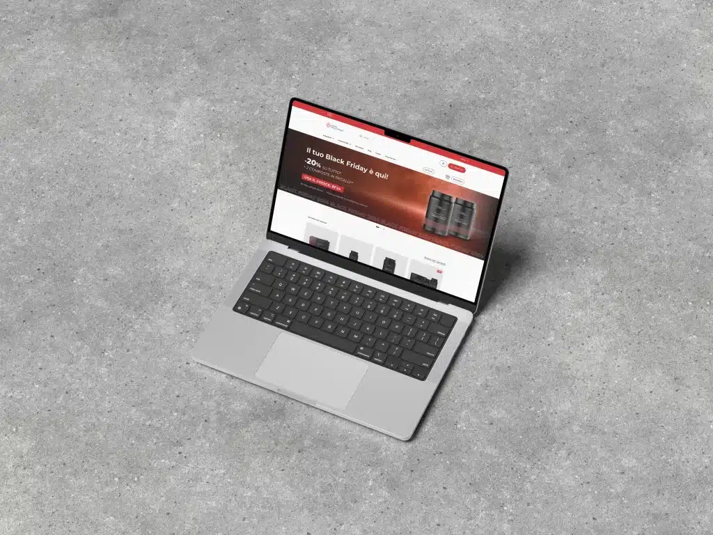 Mockup di un pc che mostra il sito di Swiss Natural Med con il banner del Black Friday